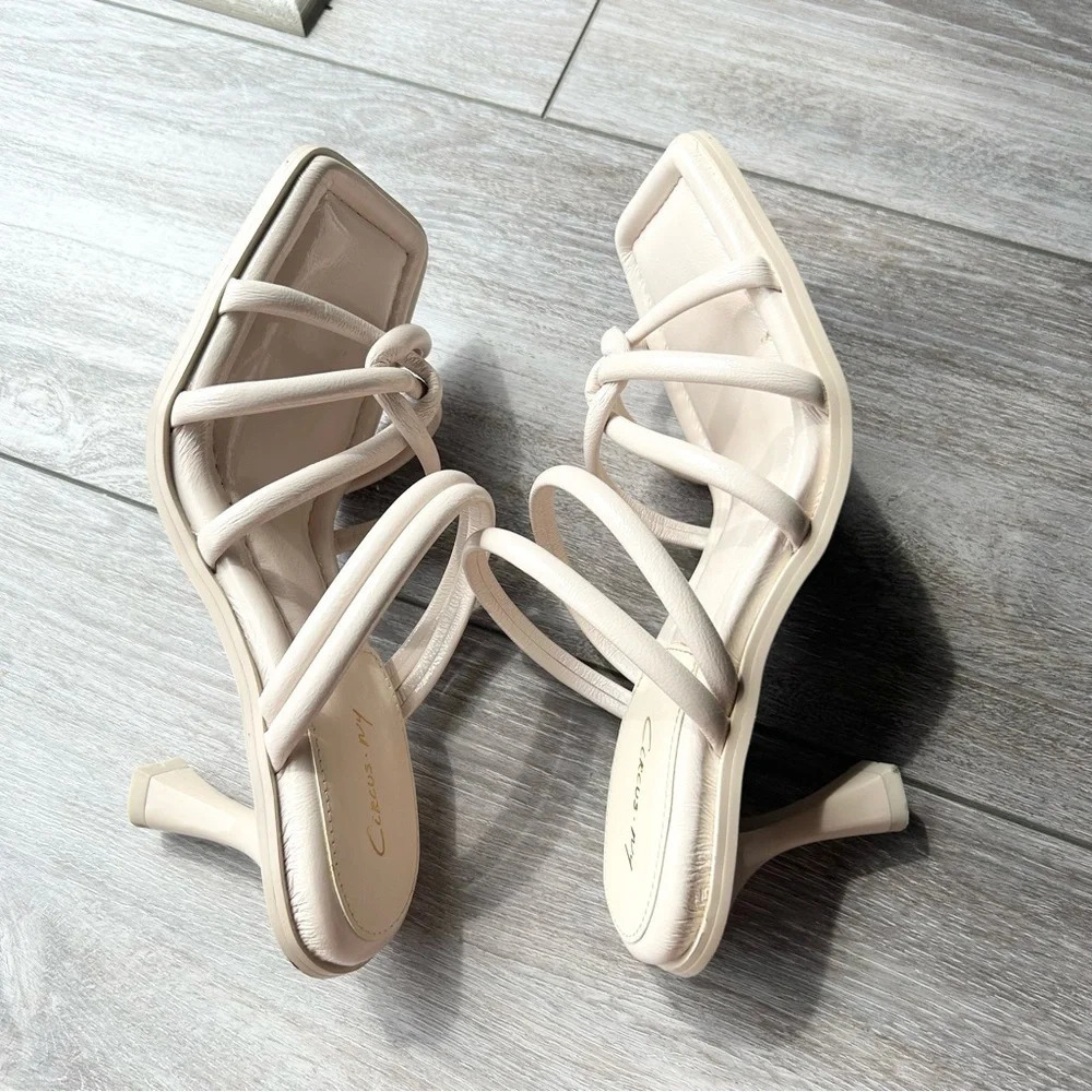 Circus by Sam Edelman Savanna Sqaure  Toe Strappy Sandal in Vanilla Bean - Picture 10 of 13